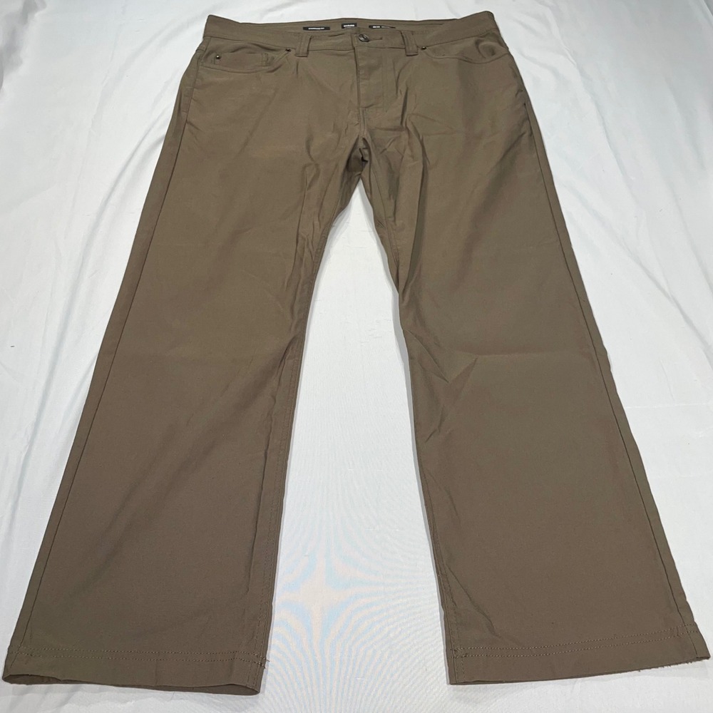 Prana‎ Standard Fit Tech Pants Mens 36x28 Mud Brown Nylon Stretch 1969771